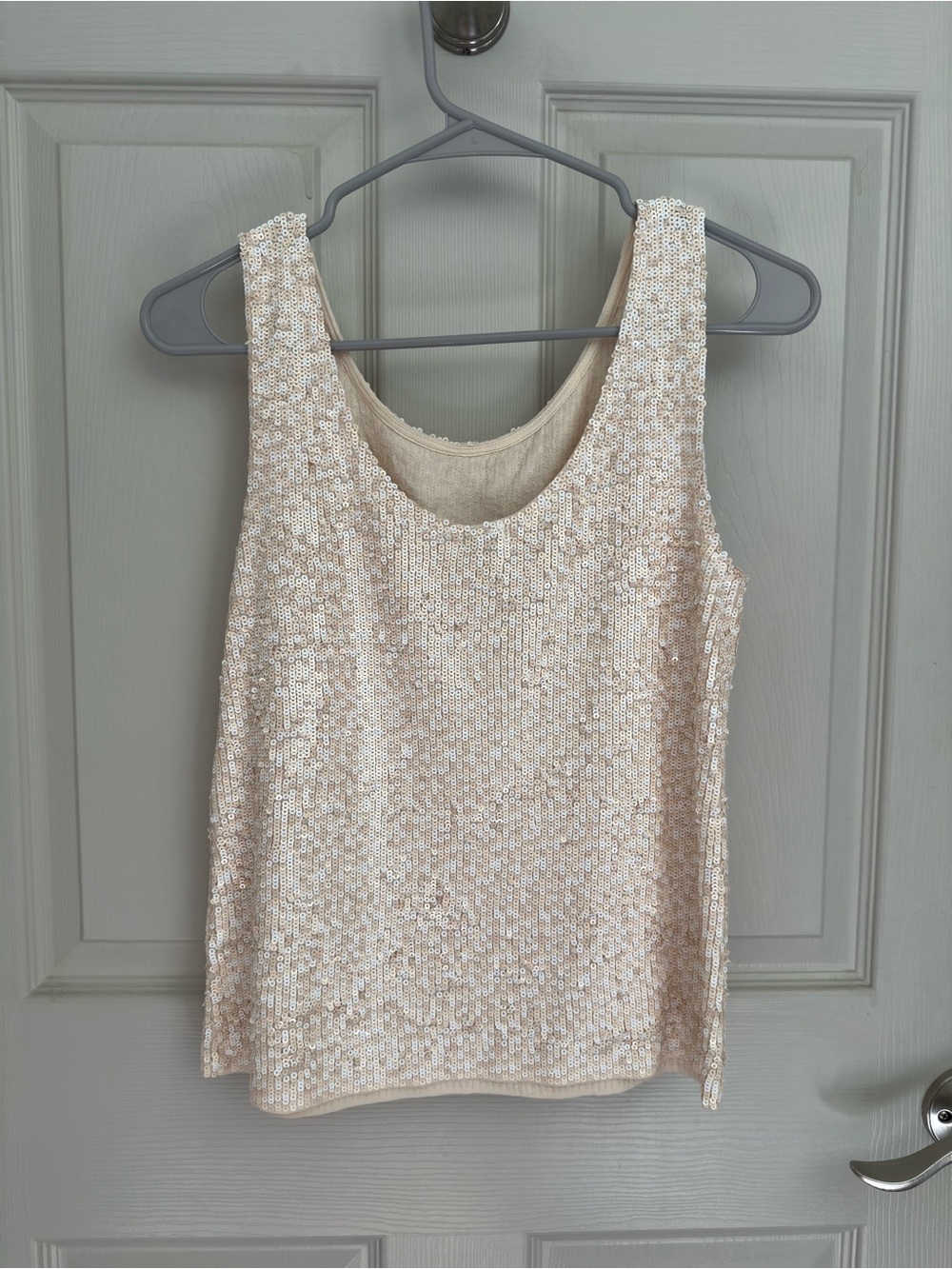 J. Crew Cream Sequin Scoop Neck Camisole